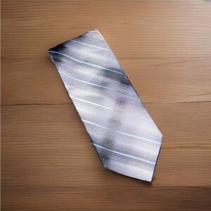 Paul Dione Men's Black & Gray Striped Woven Silk Necktie 56 x 4 in